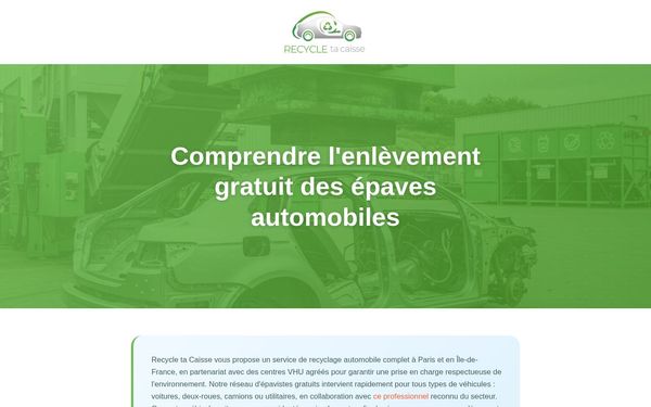 recycletacaisse.org — Enlèvement épave gratuit automobile